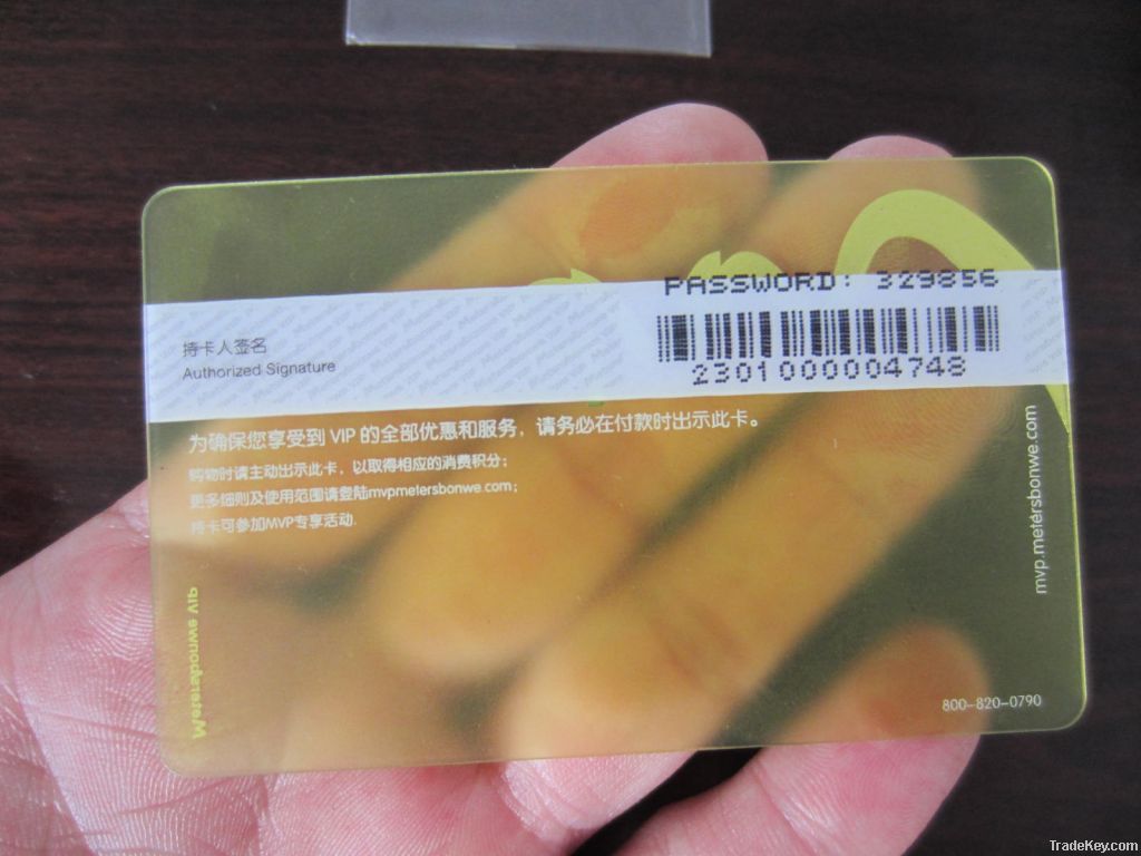 CR80 Standard Size CMYK Offset Printing PVC Transparent Card