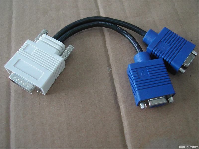 DMS59 to 2*DVI/VGA/DP Y splitter cable-M/F