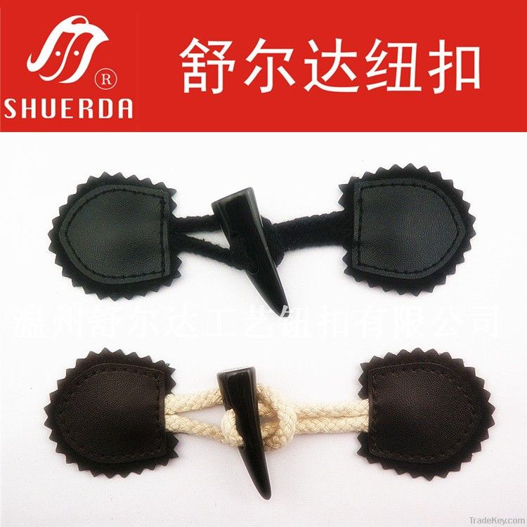 2holes good quality leather toggle coat buttons