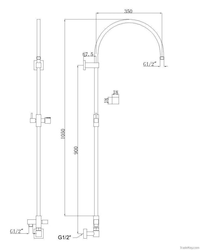 Square Brass Shower Column