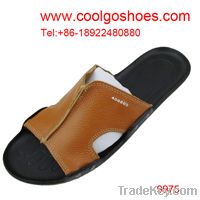 leather wholesale men beach slippers from Guangzhou factory