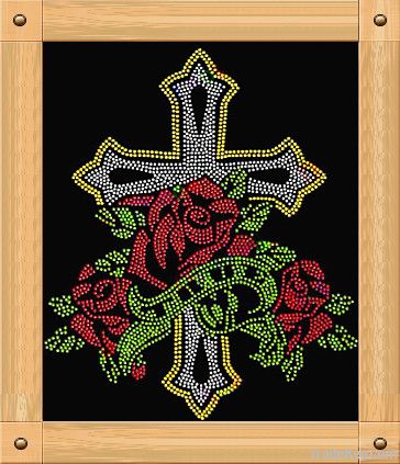 iron on rhinestone transfer-cross rhinestone motif