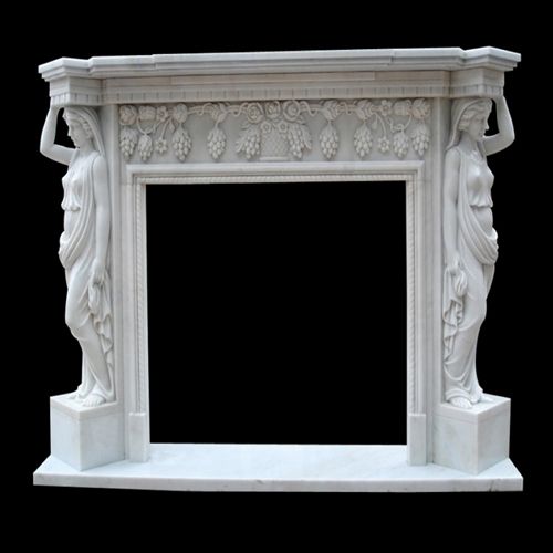 Hand Carved White Marble Fireplace Mantel