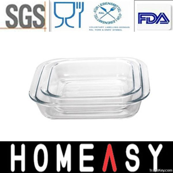 Square glass bakeware set