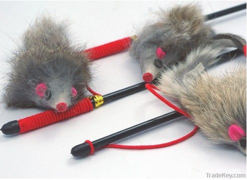 Rabbit fur Mouse Cat tesasing toy