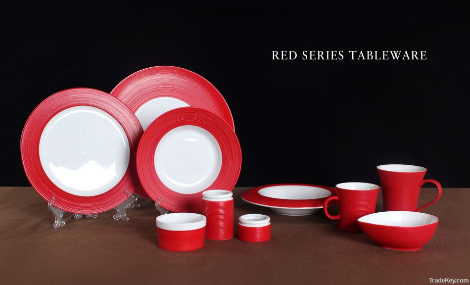 Red, green, black and white series ceramic dinnerware sets