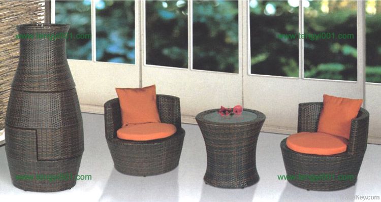 M622 PE rattan foldable round chair&tabe sets