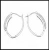 Sterling Silver Micro Pave Two Row In/Out Hoop Earrings,Earring Vners,Jewelry Fashion