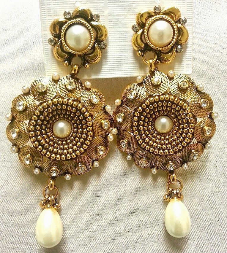Gold Plated Vintage Fashion Flower Dangling Earrings