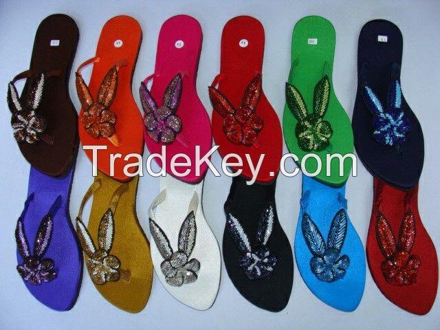 Bohemian beaded Thai silk slippers