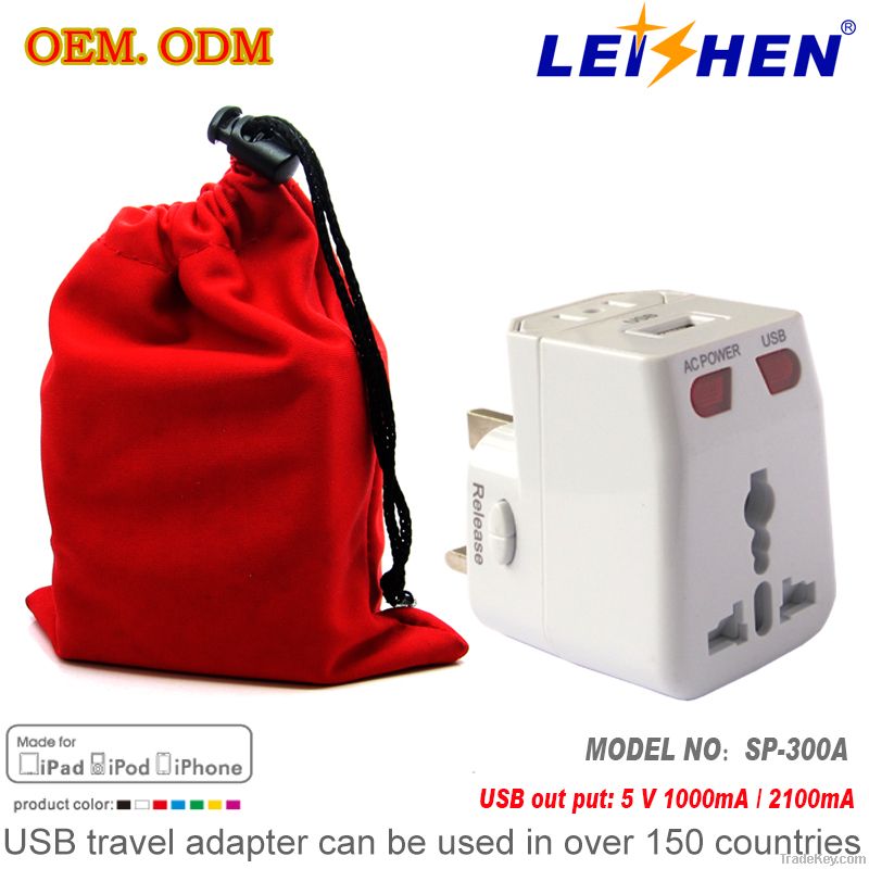 Hot universal travel adapter with 2 usb port charger