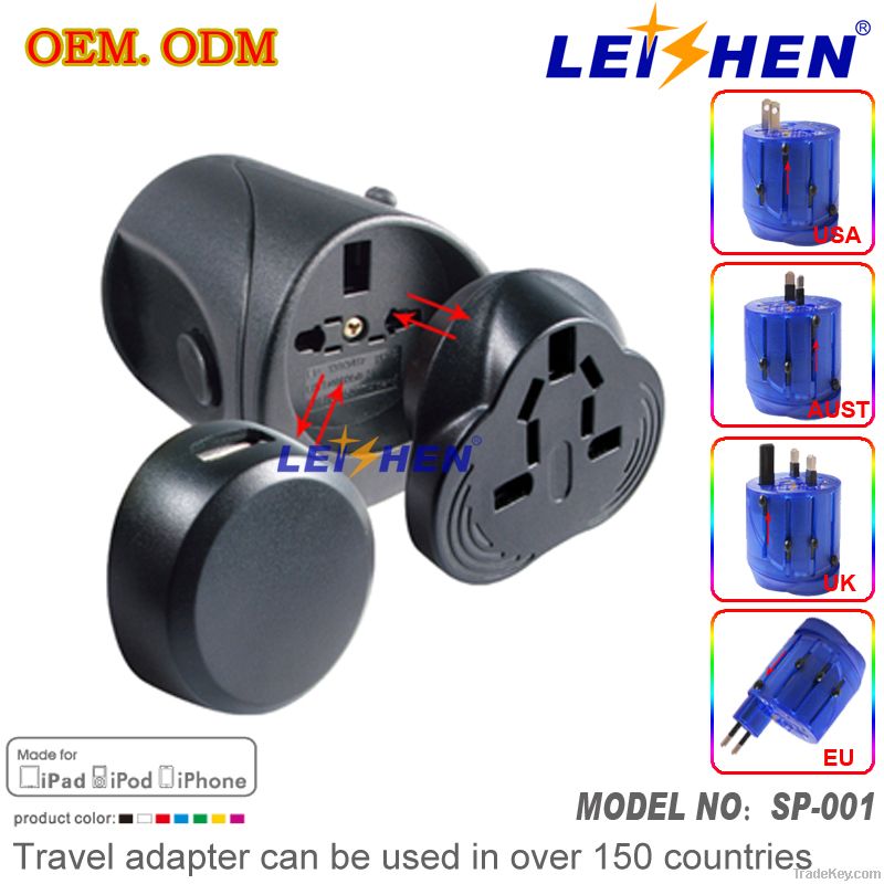 Hot universal travel adaptor with 1 usb for travellers