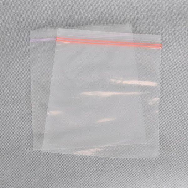 LDPE clear zipper bag with red line