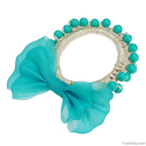 Bowknot And Beads Elastic Hair Band For Girls