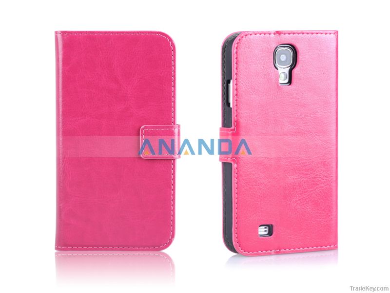 Leather Flip Case for Samsung Galaxy S4 i9500 with Stand + Card Holder