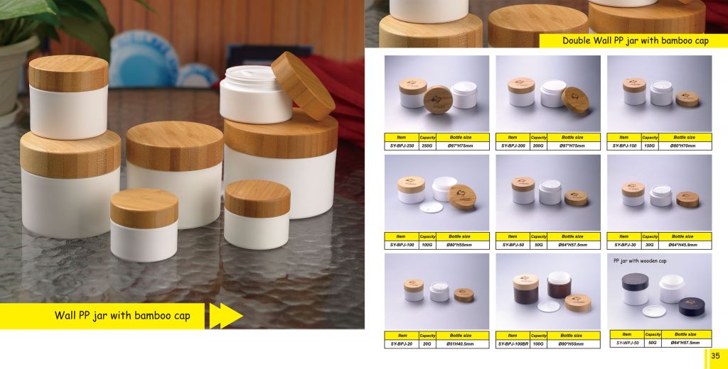 doulbe wall PP jar with bamboo cap