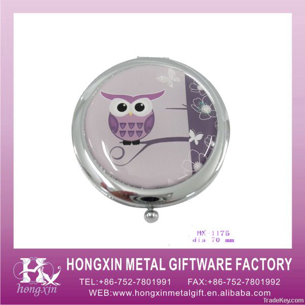Round paper owl wholesale compact mirror