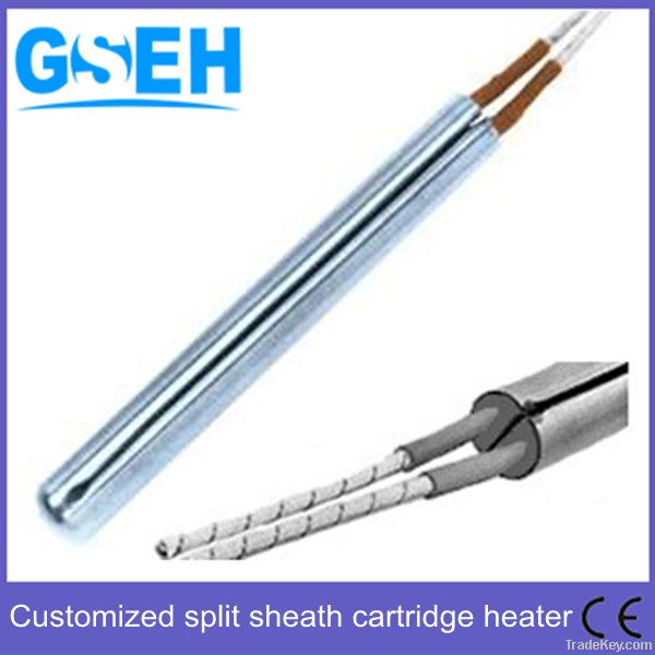 Split sheath cartridge heater element