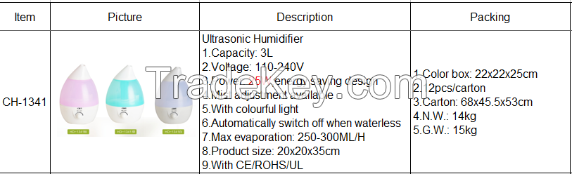 High quality electrical ultrasonic mist humidifier