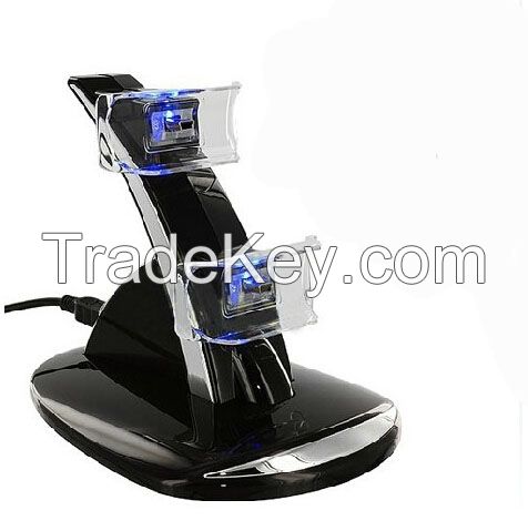 Black LED Light Quick Dual USB Charging Dock Stand Charger For PlayStation 3 For PS3 Controller Console
