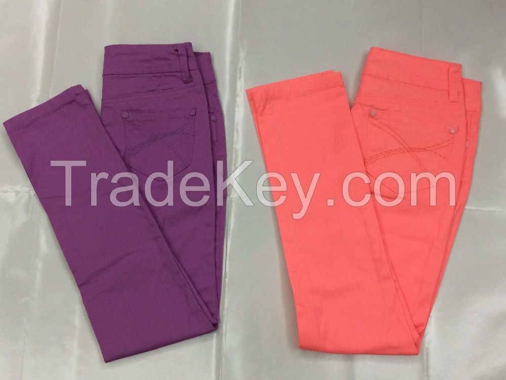 spring and autumn children contton skinny pants 7-14 years old girl solid color pants colored pants for girls