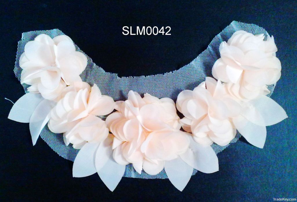New arrival laser cut chiffon flowers necklines neck collar