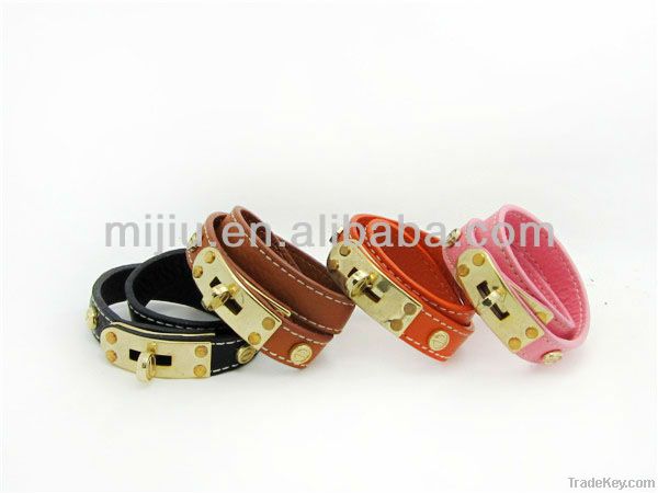 2013 Summer top sale two circles hook leather bracelet