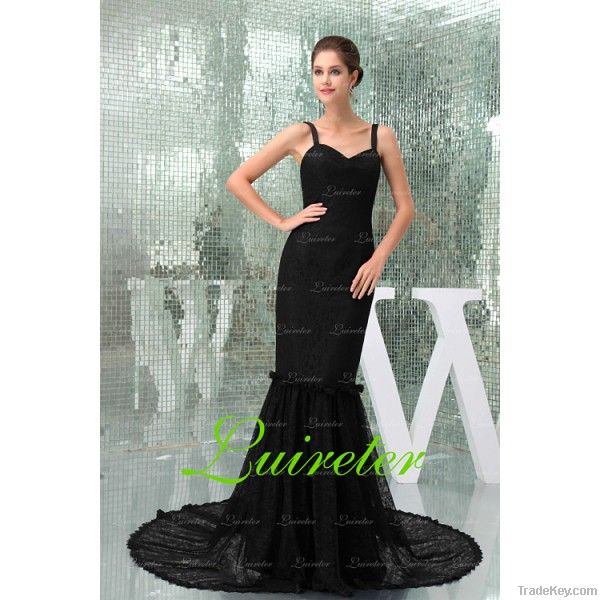 Cheap Price Black Lace Evening Dress