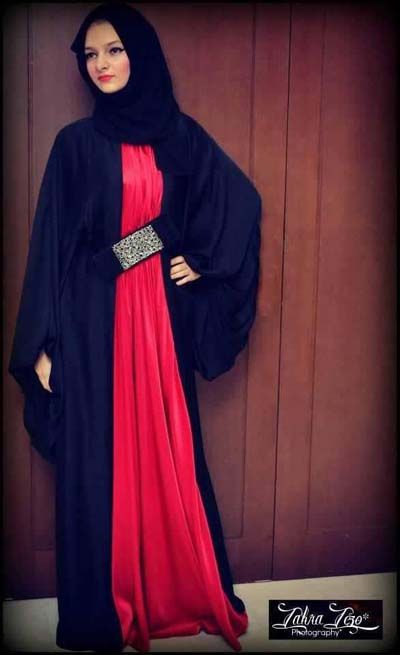 Red Abaya Latest fashion 2014