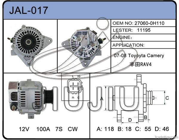 alternator for toyota OEM?27060-0H110 LESTER:11195