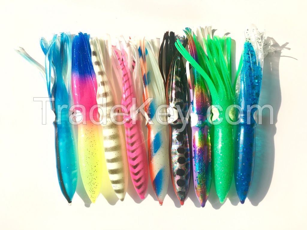 6.5" fishing squid skirt PVC fishing lure in multi colors UV additive Lumo available many sizes