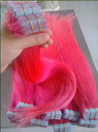 Brazilian hair, pink colour tape hair, real factory price