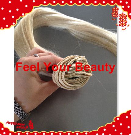 100% human hair clip in hair extension 8 pcs 613# Indian hair weaves machine weft