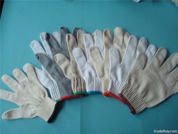 white cotton yarn knitted glove for hand protection