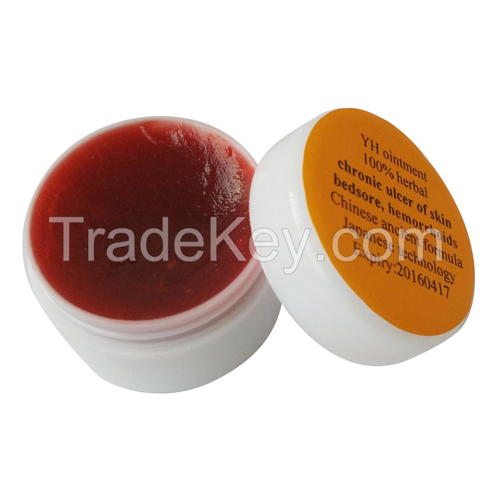 Vasculitic leg ulcers, Venous ulcers treatment: YH ointment,100% Chinese traditional herbal, 100% CTM