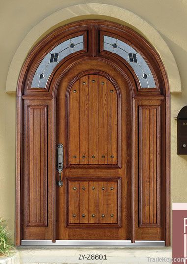 Wood Glass Door, Solid Wooden Door with Glass