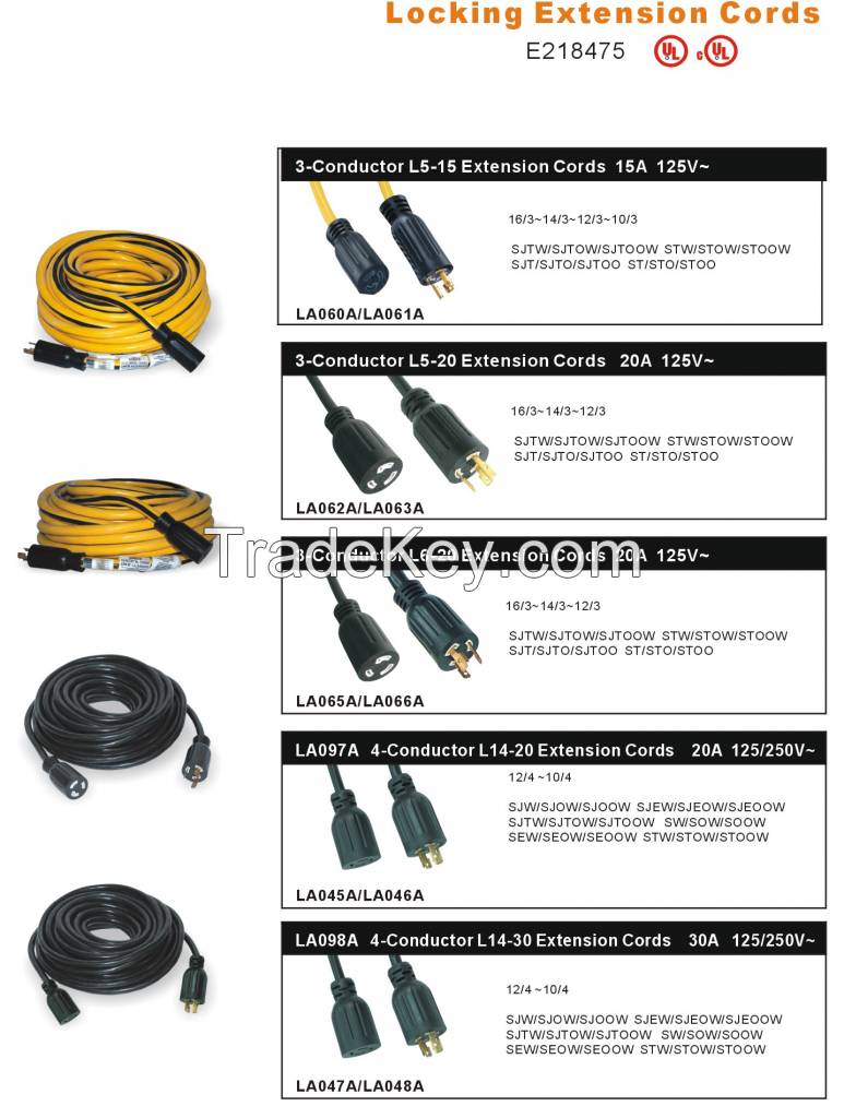 NEMA L5-20P/L5-30P/L5-15P Locking  Power Supply Cord