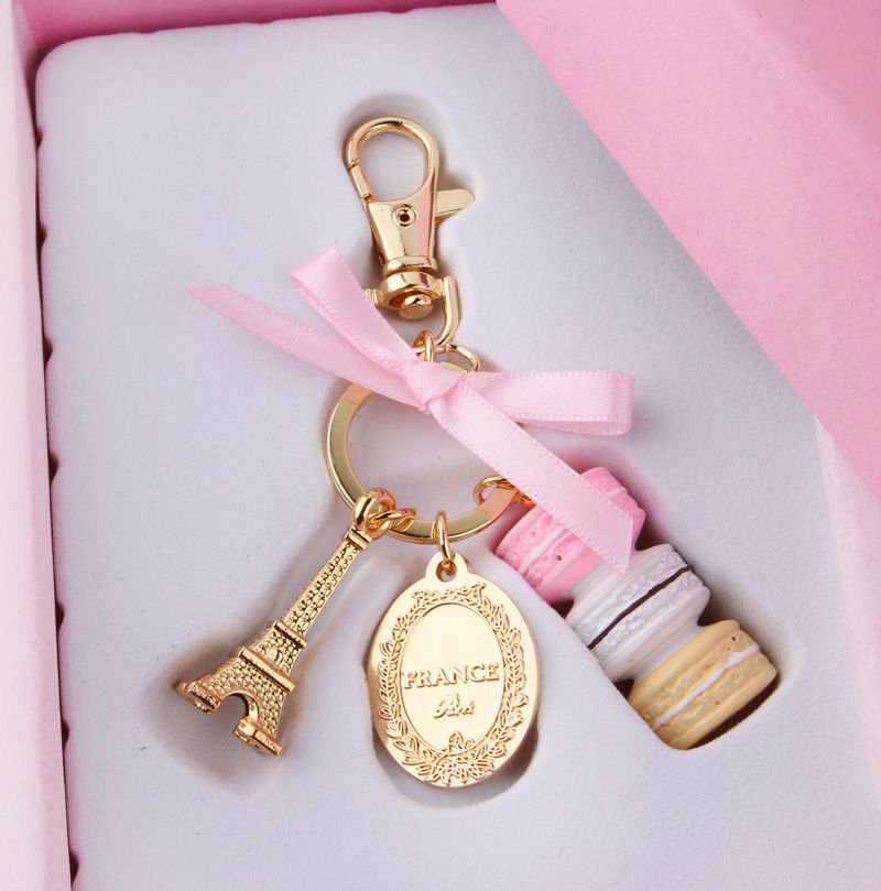 Cake macaron fashion keychain France LADUREE Macarons Effiel Tower Best Gift Christmas gifts wedding birthday gift