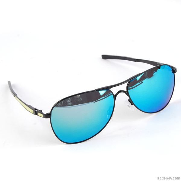 Fashion Style Blue Reflection Goggle Sunglasses Black Green