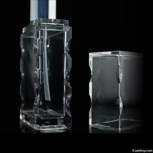 Clear empty square lotion bottle