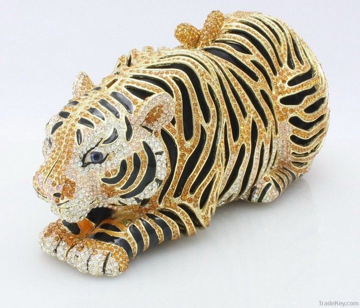 Unique Tiger Shaped Rhinestone Evening Bag Crystal Party Bag S08139