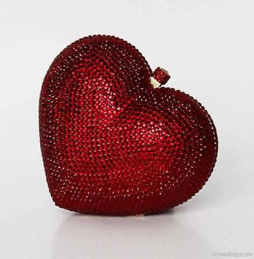 2013 red heart A crystal evening bag hard clutch S0871