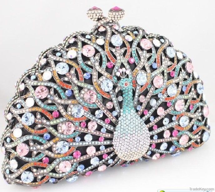 2013 elegant peacock shape diamand evening clutch bag luxury party bag