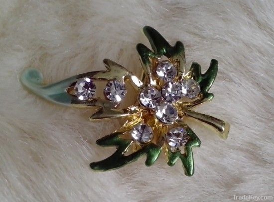 a piece of leaf brooch with crystal