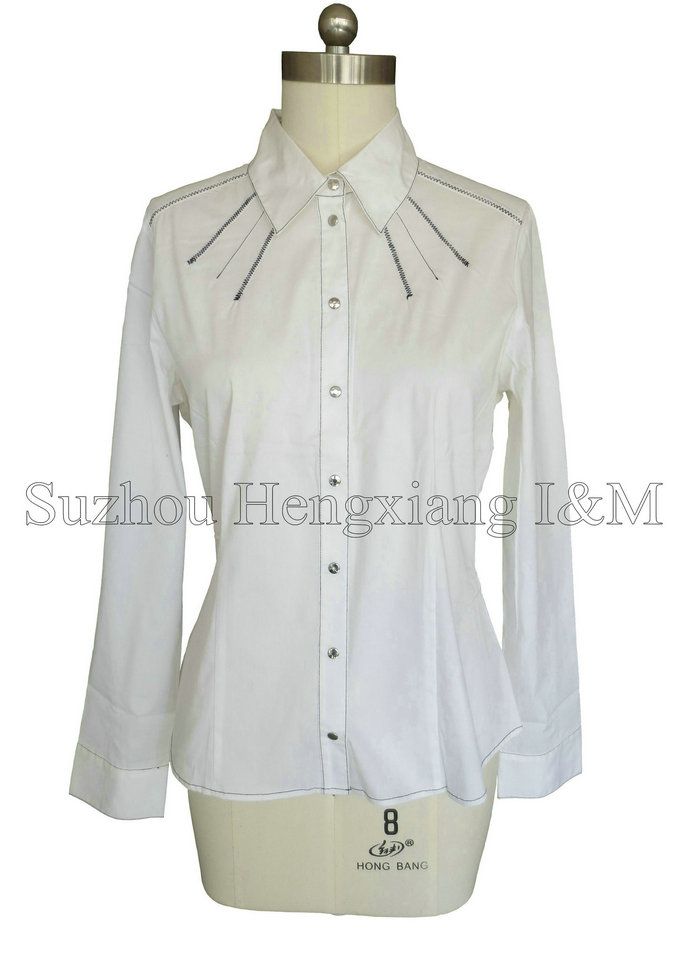 Ladies Fashion Blouses Zigzagger Stiches Long Sleeves 11026