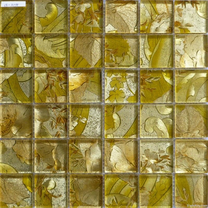 Gold Foiled Glass Mosaic Tile