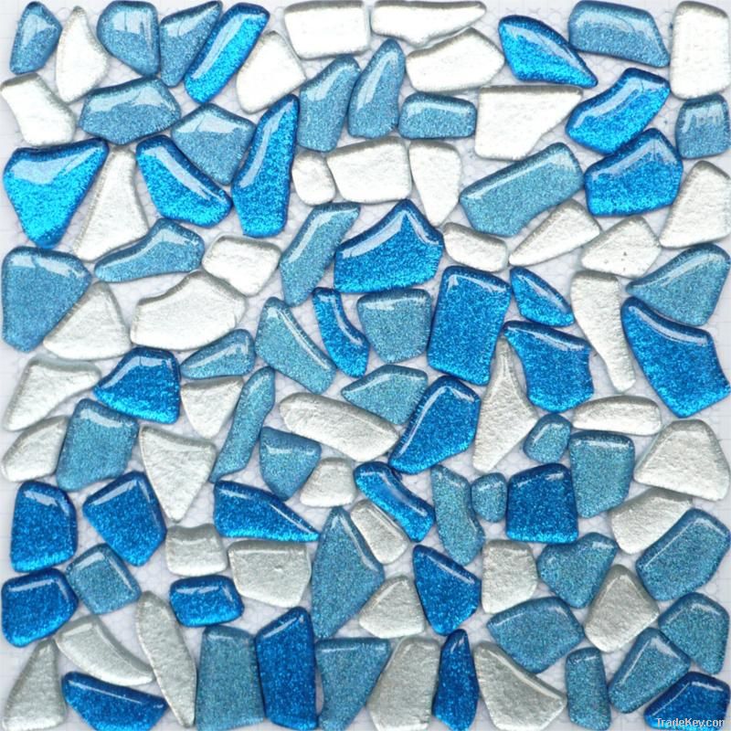 Irregular crystal glass mosaic tile for swimming pool and spa