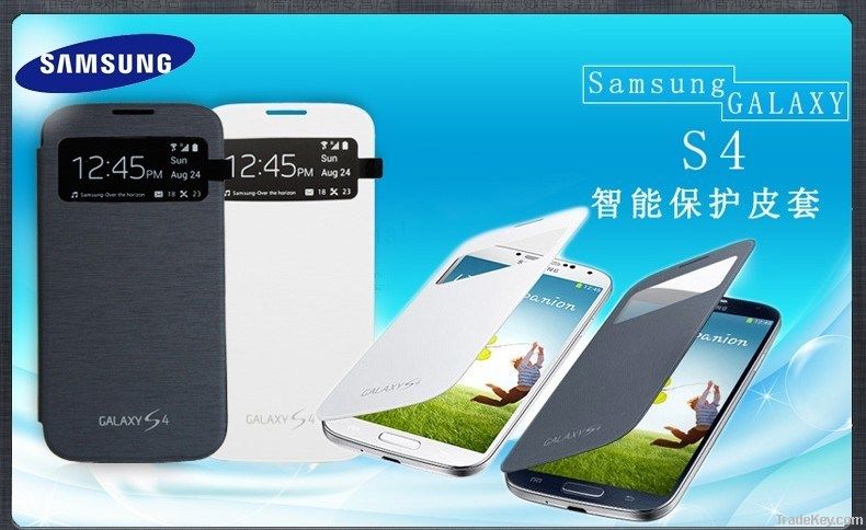 leather cover and original battery back cover for samsung S4