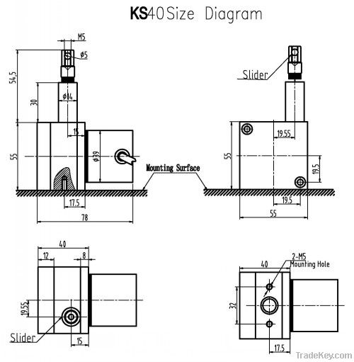 low cost 1500mm draw wire displacement sensor