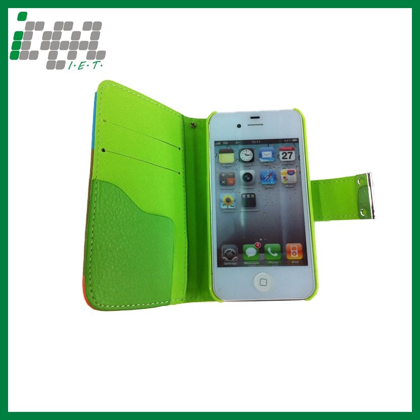 Hot Selling Leather Wallet Case For Iphone 4/4s